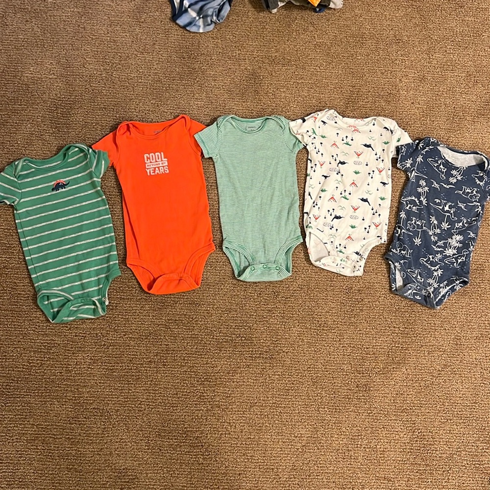 12 month baby boy short sleeve bodysuits, set of 5
